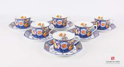 null HERMES - Paris Model created in 1989

Set of six cups and their saucers of octagonal...
