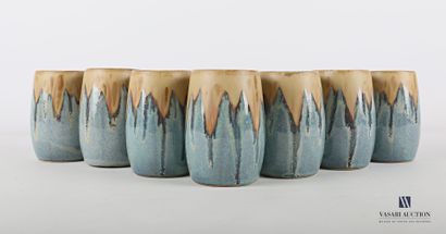null DENBAC

Suite of seven slightly ovoid stoneware cups decorated with iridescent...