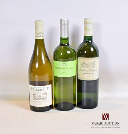 null Set of 3 bottles of dry white wine including :

1 bottle Château MONTAIGUT Côtes...