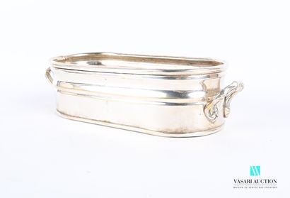 null Oblong silver-plated planter on a flat base, the body decorated with fillets,...