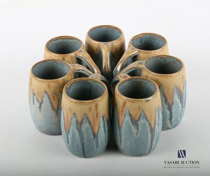 null DENBAC

Suite of seven slightly ovoid stoneware cups decorated with iridescent...