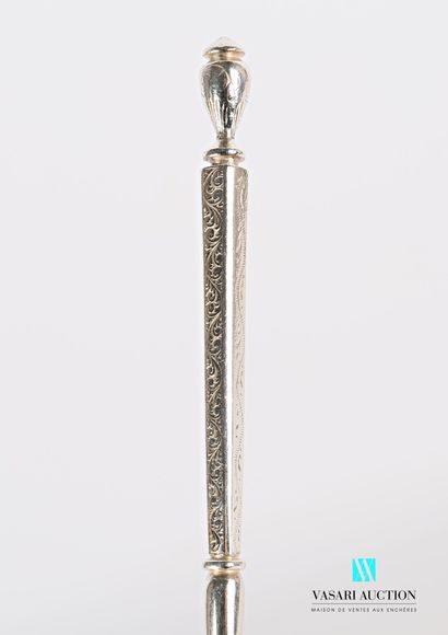 null A silver serving spoon, the handle in the Russian style, the sides decorated...