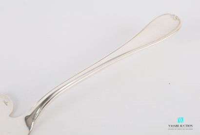 null Pie server in silver plated metal, the plain handle is hemmed with a fillet...