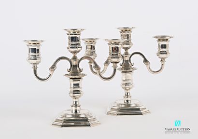 null Pair of candelabras with three arms of lights, said to be "à la financière",...