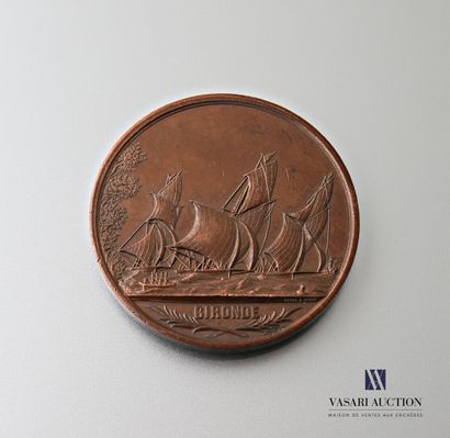 null Médaille en cuivre, d'après Adolphe-Emile Hamel à Rouen "Cercle des régates...