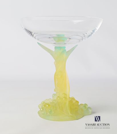 null DAUM FRANCE

Crystal bowl, the glass paste leg forming a vine stock 

Marked...