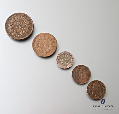 null FRANCE - 5 monnaies dont 10 cent A Napoléon Empereur 1808 - 5 cent Louis Philippe...