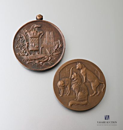 null Médaille en bronze, d'après Adolphe Rivet (1855-?) "Cat Club de France" 

Diam....