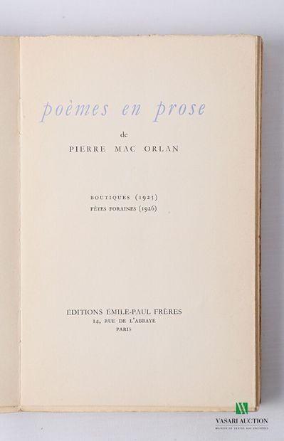 null [MAC-ORLAN Pierre] 

Lot comprenant trois ouvrages :

- MAC-ORLAN & ASIRE -...