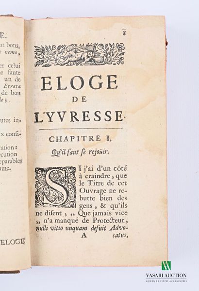 null ANONYME - Éloge de l'ivresse - Autrecht Henri SChouten 1716 - un volume in-16°...