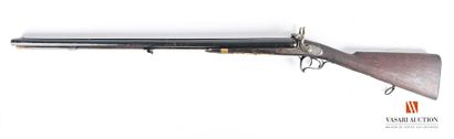 null Fusil de chasse à percussion, canons en table de 75 cm, pontet volute, crosse...