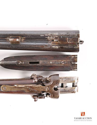 null Fusil de chasse artisanal liégeois, calibre 16-65, percussion centrale par chiens...