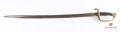 null Sabre modèle 1845 , monture laiton à une branche, fusée corne filigranée, lame...