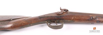 null Fusil de chasse à percussion, canons en table de 79 cm, crosse anglaise, usures...
