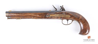 null Pistolet à silex type Kentucky, canon octogonal rayé de 26 cm calibre .44, platine...