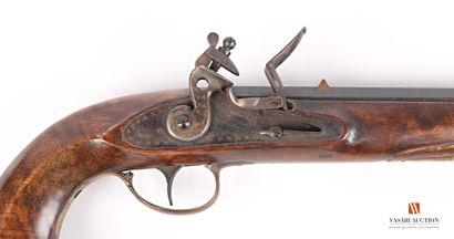 null Pistolet à silex type Kentucky, canon octogonal rayé de 26 cm calibre .44, platine...