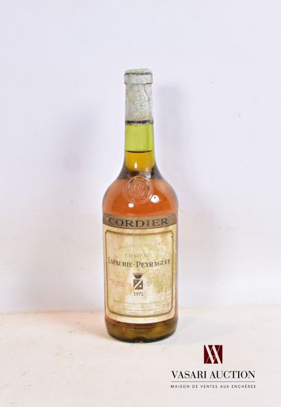 null 1 bouteille	Château LAFAURIE PEYRAGUEY	Sauternes 1er GCC	1971

	Et. fanée et...