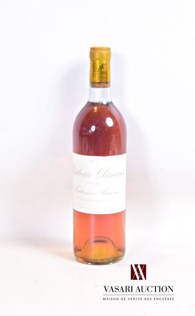 null 1 bouteille	Château CLIMENS	Barsac 1er CC	1983

	Et. tachée. N : bas goulot/...