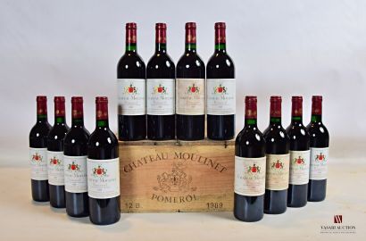 null 12 bouteilles	Château MOULINET	Pomerol	1989

	Et.: 9 excellentes, 3 tachées....