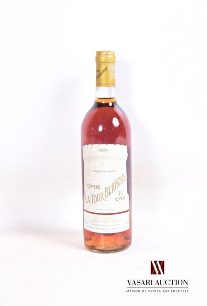 null 1 bouteille	Château LA TOUR BLANCHE	Sauternes 1er CC	1989

	Et. légèrement tachée....