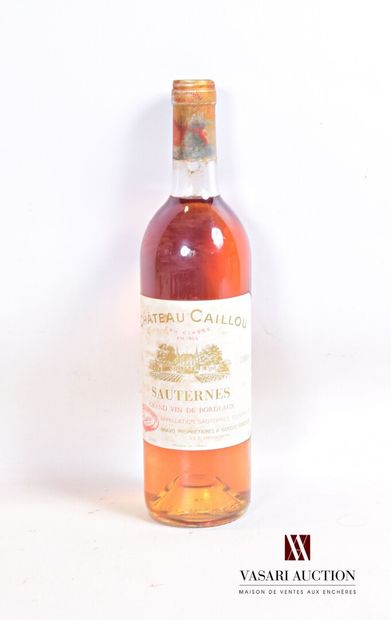 null 1 bouteille	Château CAILLOU	Sauternes CC	1989

	Et. tachée. N : bas goulot/...