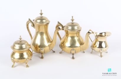 null Tea and coffee set in metal including a teapot, a coffee pot, a milk jug and...