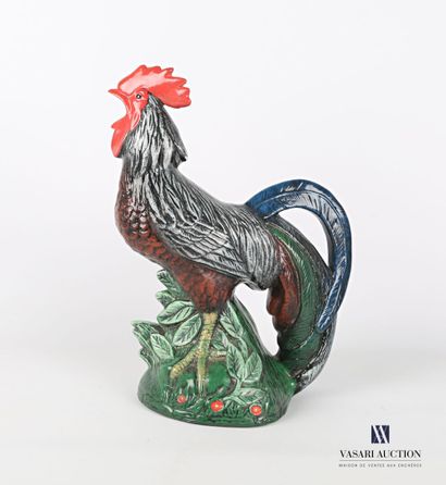 null Earthenware subject representing a crowing rooster.

 Height : 36 cm Height...