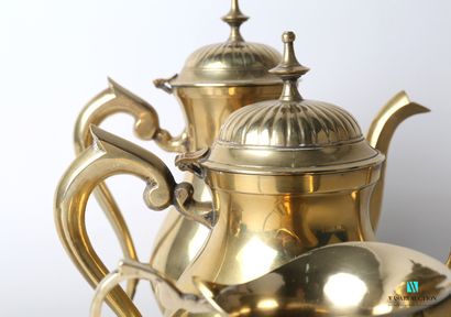 null Service à thé et à café en métal comprenant une théière, une cafetière, un pot...