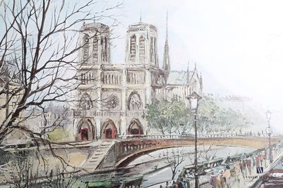 null Lot de six reproductions encadrées représentant les monuments de Paris d'après...