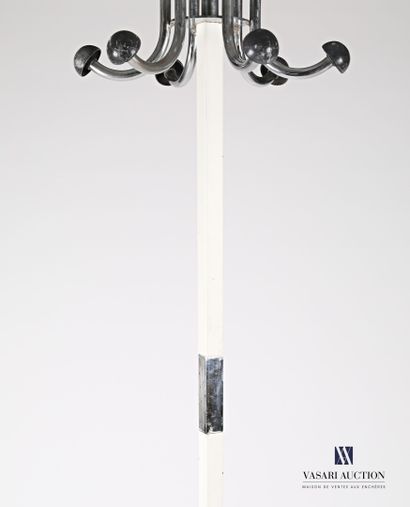 null Metal coat rack with six double pegs in chromed and painted metal. It rests...