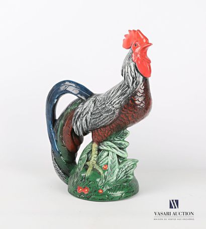 null Earthenware subject representing a crowing rooster.

 Height : 36 cm Height...