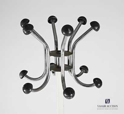 null Metal coat rack with six double pegs in chromed and painted metal. It rests...