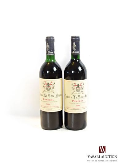 null 2 bouteilles	Château LA ROSE FIGEAC	Pomerol	1989

	Et. à peine tachées. N :...