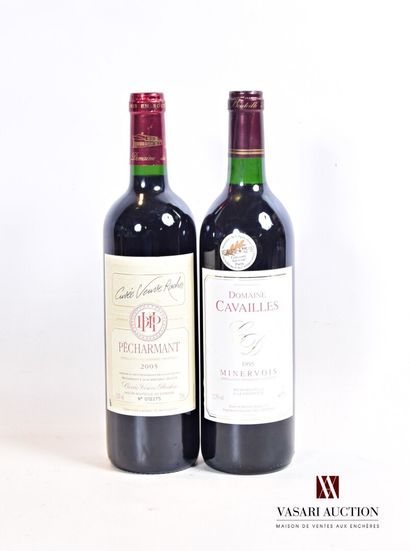 null Lot of 2 bottles including :

1 bottle MINERVOIS put Domaine Cavailles 1995

1...