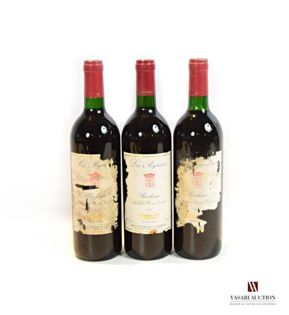 null 3 bottles LES PEYRIÈRES Bordeaux 1990

	Stained and torn. N : 2 low neck, 1...
