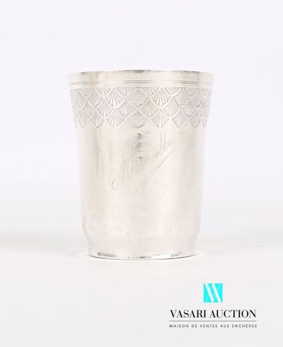 Silver tumbler of slightly truncated cone...