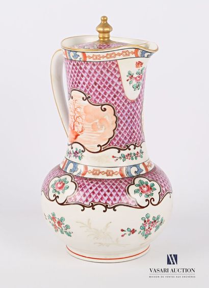 null SAMSON 

Covered white porcelain jug with polychrome decoration on a purple...