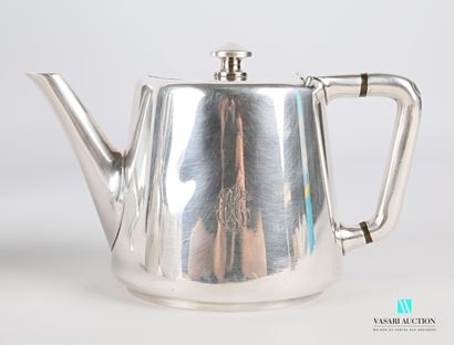 null Tea and coffee set in silver plated metal comprising a rectangular tray with...