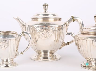 null Tea service in silver plated metal including a teapot, a milk jug and a covered...