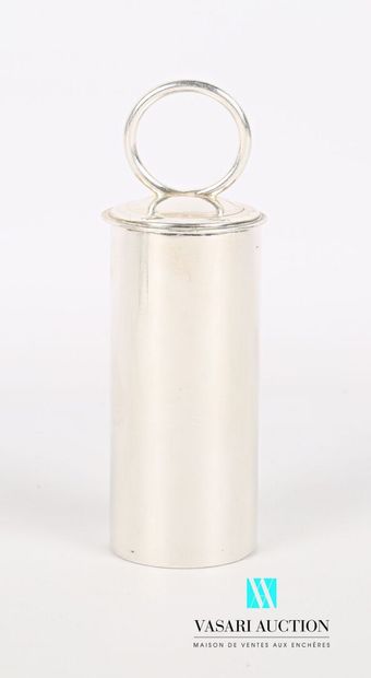 null Nutmeg remover in silver plated metal of tubular form, the catch appearing a...