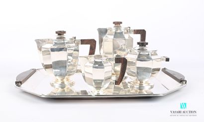 null Tea and coffee set and its silver platter including a teapot, a coffee pot,...