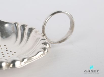 null Tea strainer and its holder in silver plated metal with a moving edge decorated...