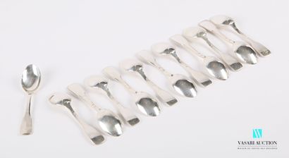 null Suite of twelve silver mocha spoons, the handle uniplat.

Weight : 183,69 g