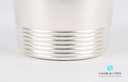 null Silver plated timbale of truncated cone form posing on a flat bottom, the base...