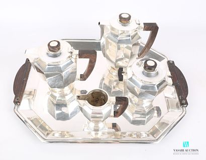 null Tea and coffee set and its silver platter including a teapot, a coffee pot,...