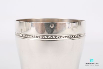 null A truncated cone-shaped silver kettle, the upper part slightly flared is hemmed...