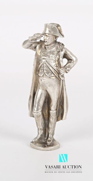 Silver statuette representing Napoleon looking...