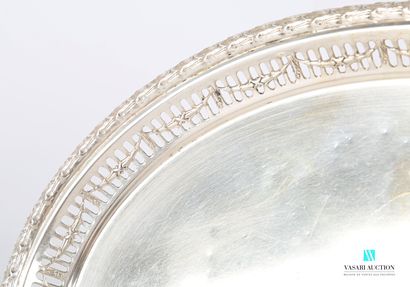 null Tray in silver 800 thousandths of oblong form, the border openwork with decoration...