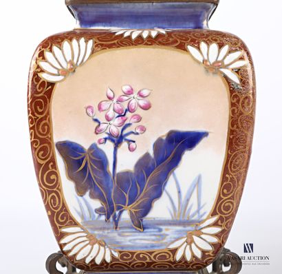 null A pair of fine earthenware vases of baluster form with enamelled decoration...