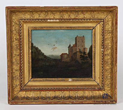 null French school of the XIXth century

Castle at the bottom of the hill with trees

Oil...